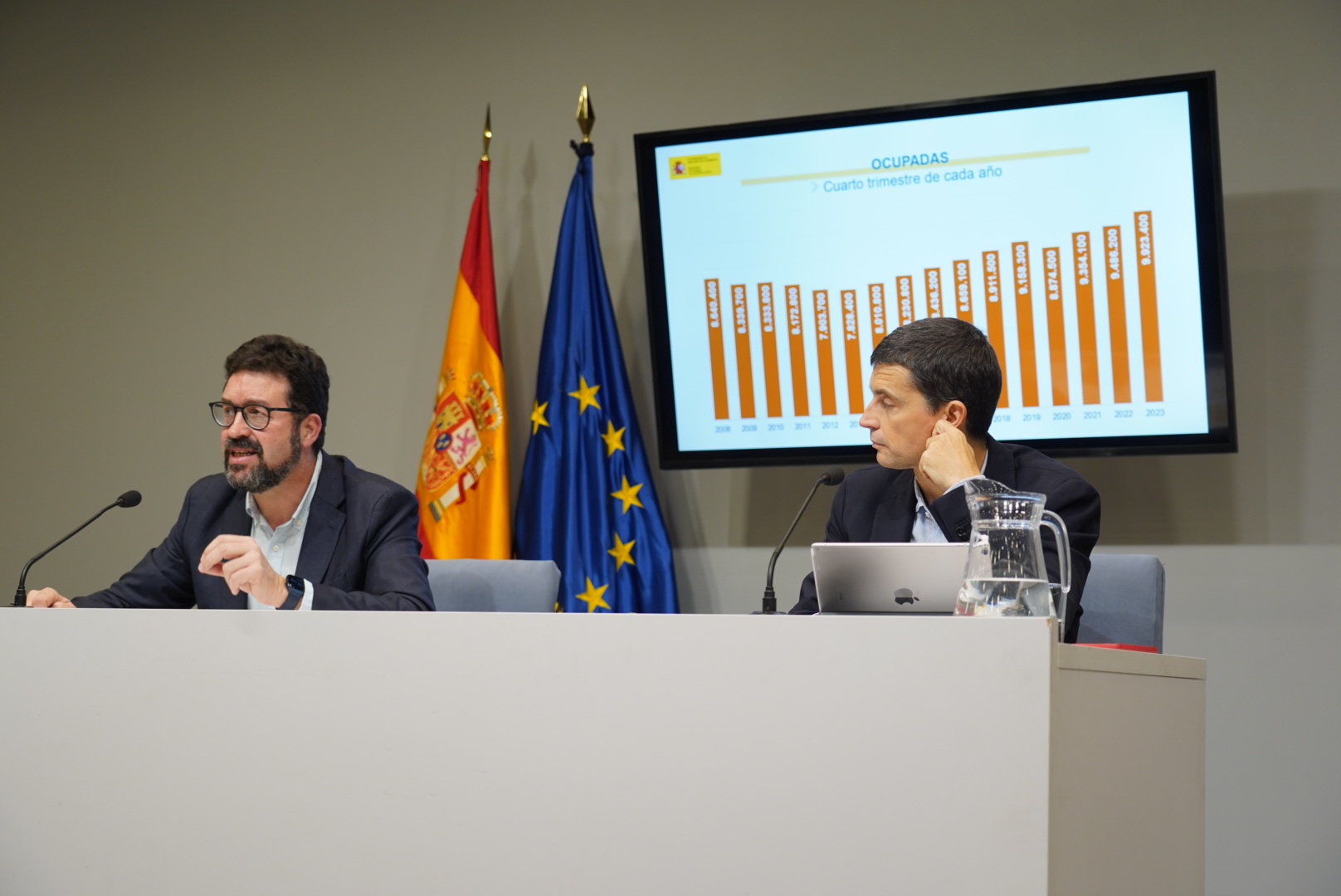 Joaquín Pérez durante la presentación de los datos de paro de enero 2024