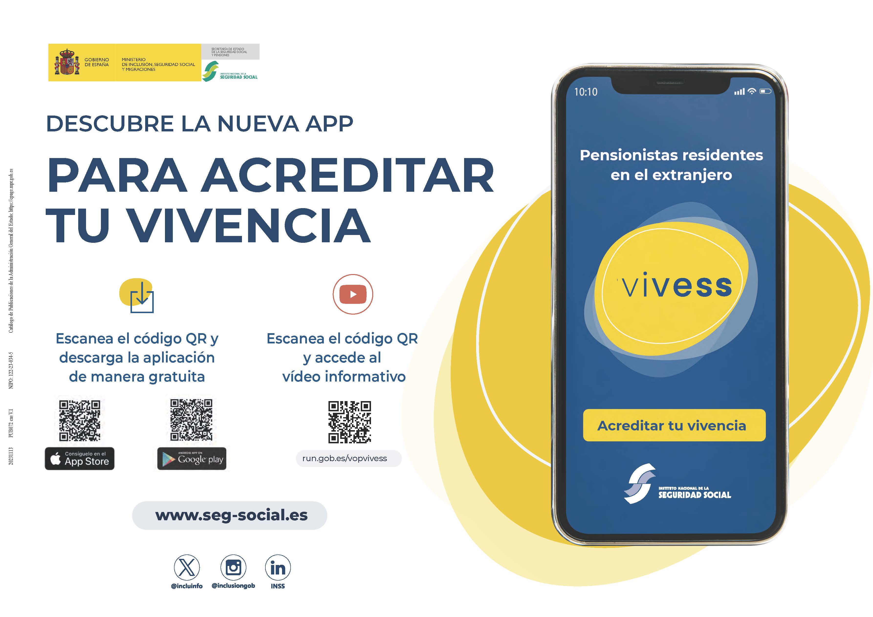 Cartela de VIVESS aplicación para acreditar tu vivencia. 