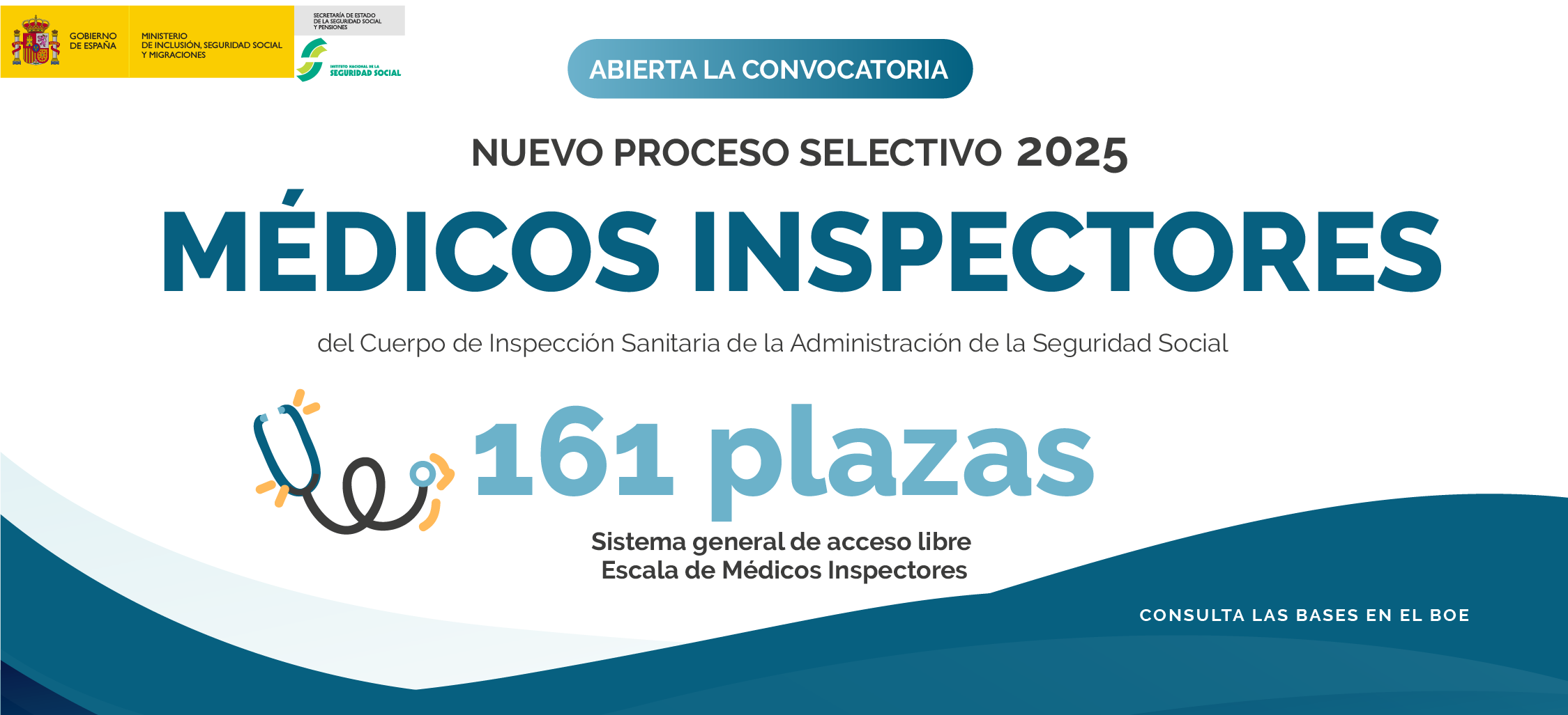 Proceso selectivo para cubrir 161 plazas en la escala de Médicos Inspectores del Cuerpo de Inspección Sanitaria 