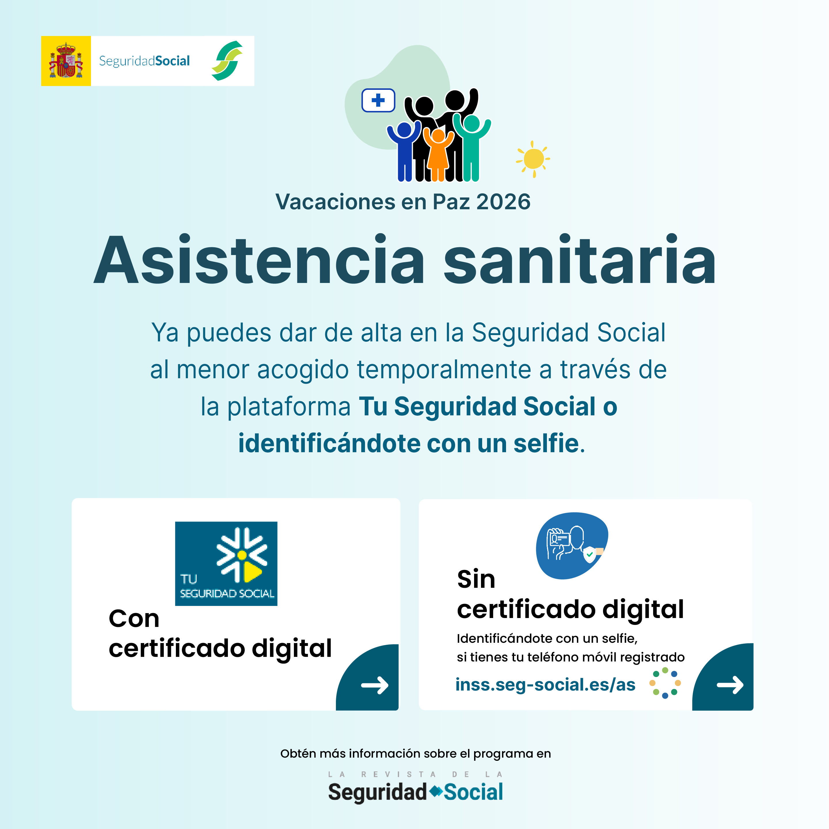 La Seguridad Social habilita la gestión de la asistencia sanitaria para el programa Vacaciones en Paz 2026