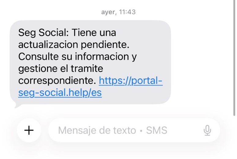 Nuevo fraude: SMS falsos suplantando la identidad de la Seguridad Social