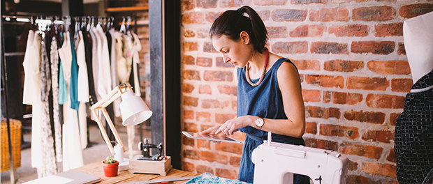 Young adult businesswoman working with digital tablet