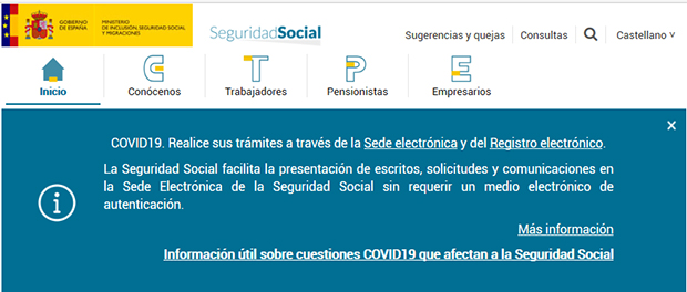 La web de la Seguridad Social responde a sus dudas ante la COVID