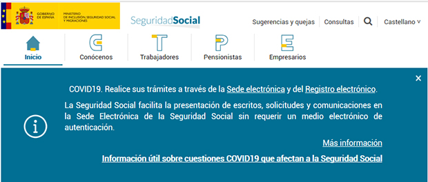 La web la Seguridad Social responde a dudas ante COVID-19 Cómo solicitar cita previa para pensiones y otras prestaciones de la Seguridad Social Conozca el estado de su