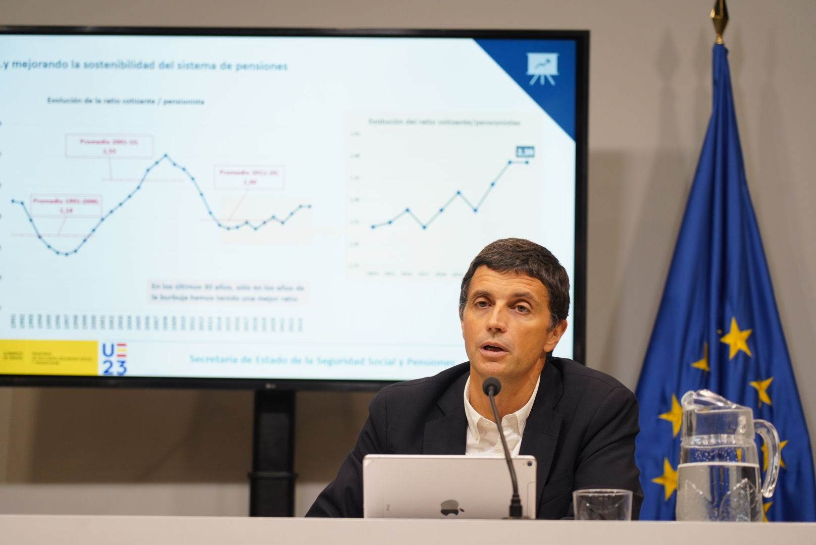 El secretario de Estado, Borja Suárez, durante la rueda de prensa