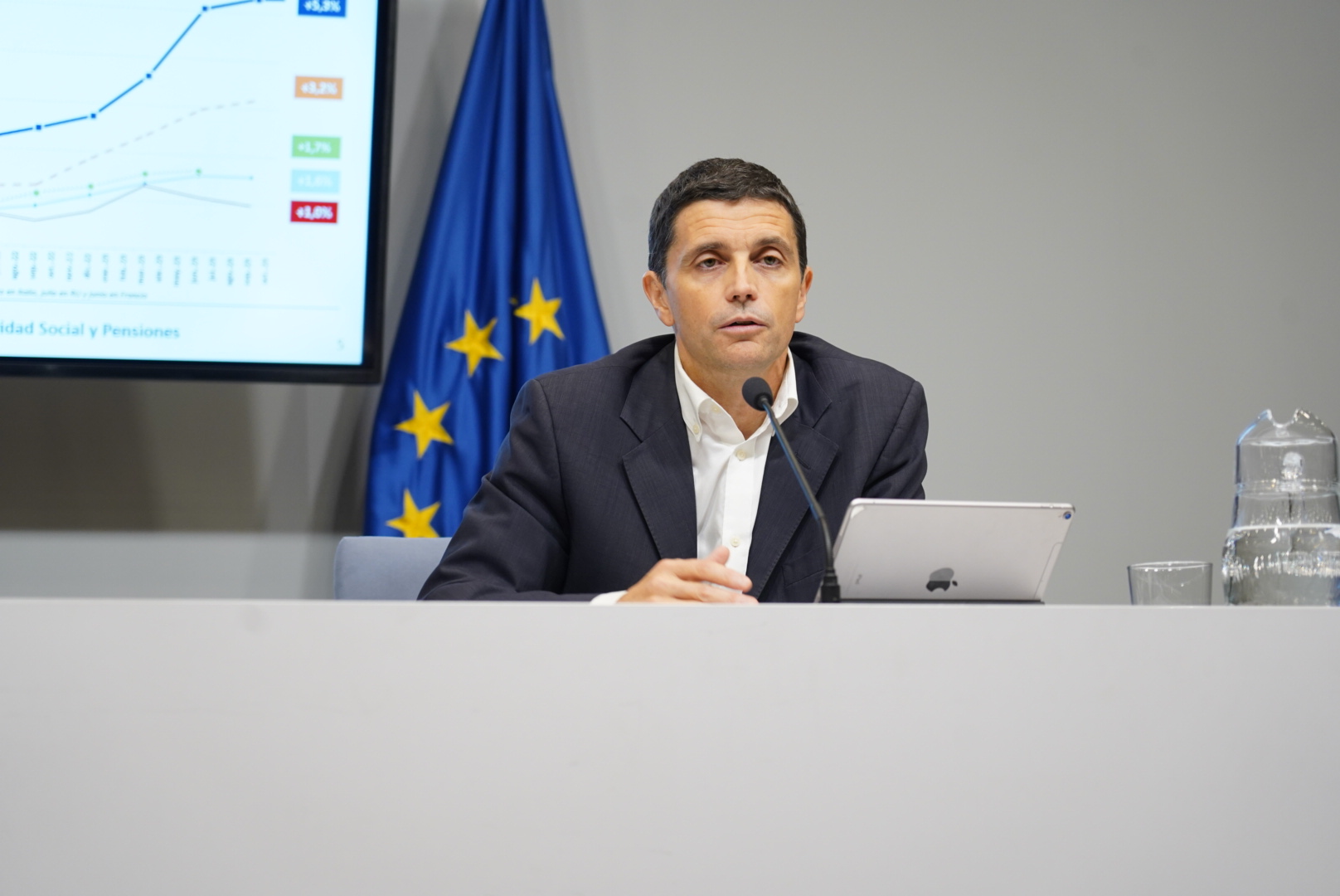 El secretario de Estado, Borja Suárez, durante la rueda de prensa