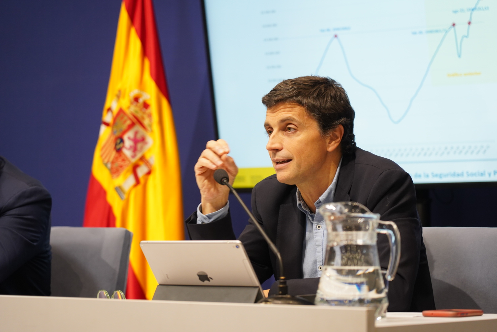 El secretario de Estado, Borja Suárez, durante la rueda de prensa