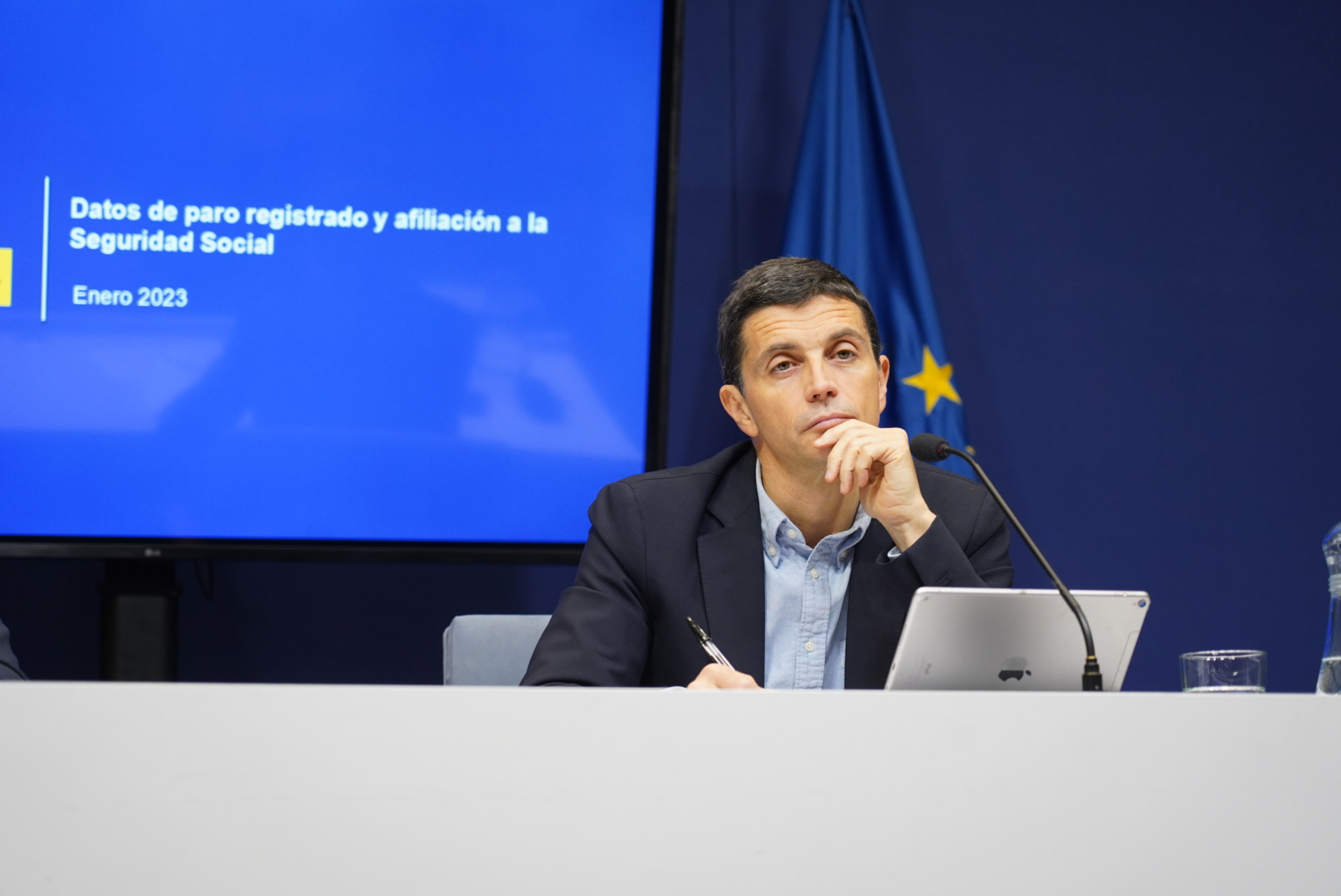 El secretario de Estado, Borja Suárez, durante la rueda de prensa