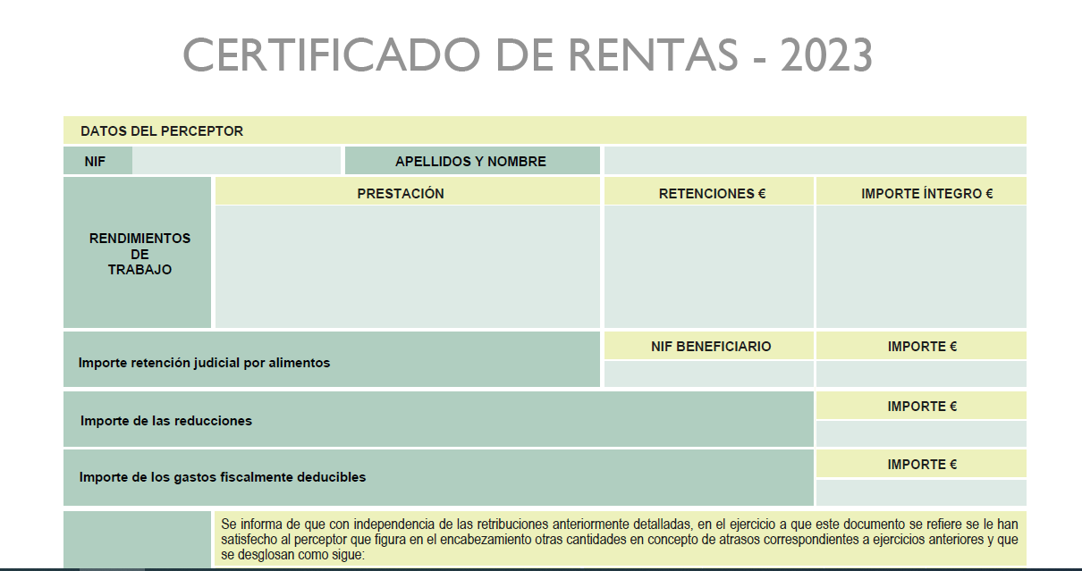 Ejemplo de Certificado de Retenciones (IRPF)