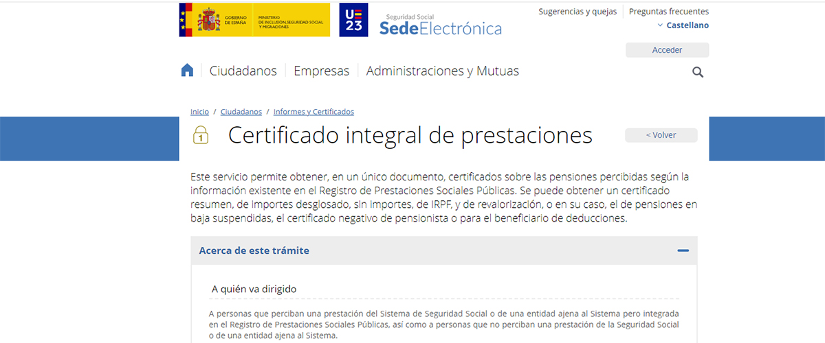 Imagen del Servicio en la Sede Electrónica