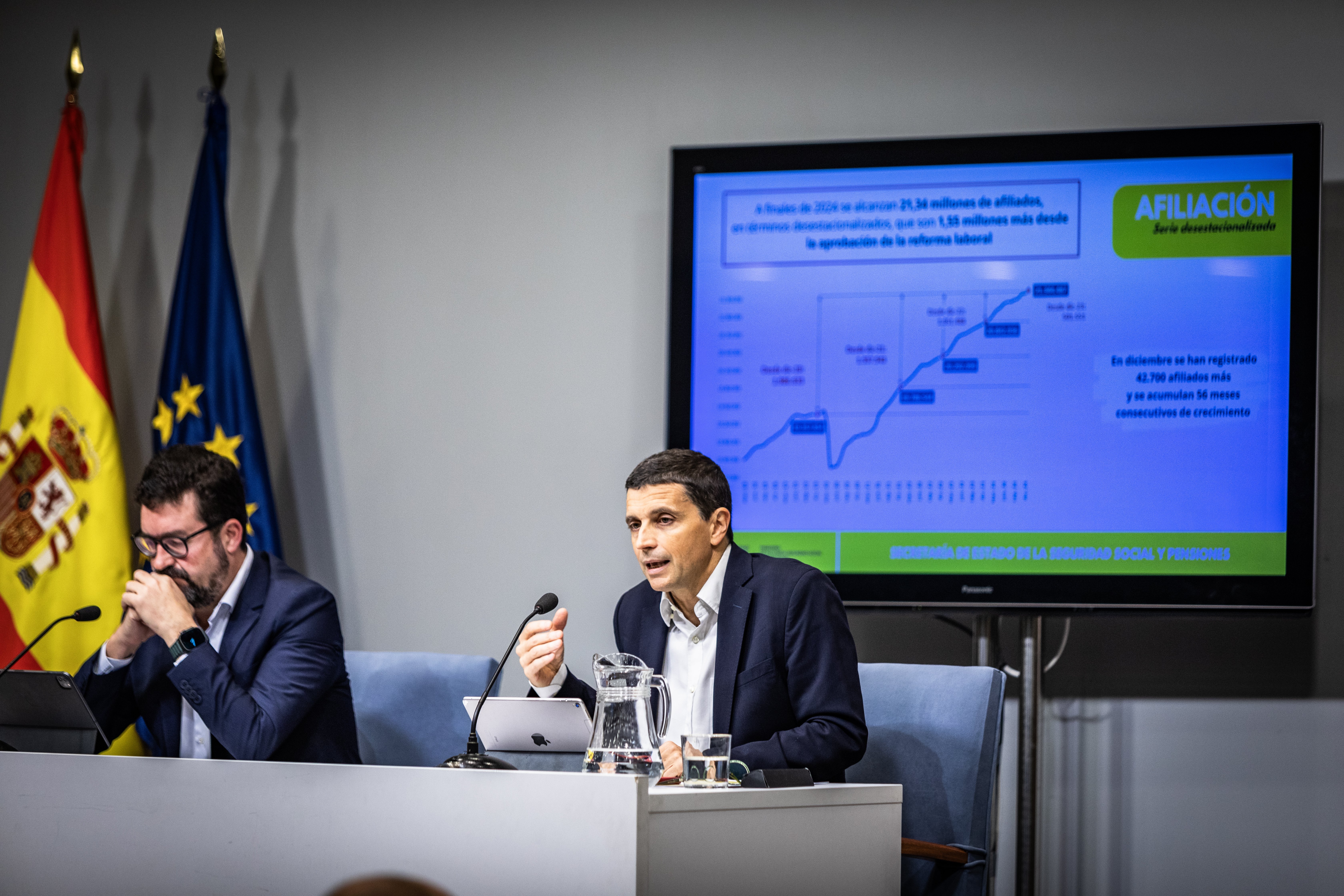 Borja Suárez, Secretario de Estado de Seguridad Social y Pensiones, durante la rueda de prensa