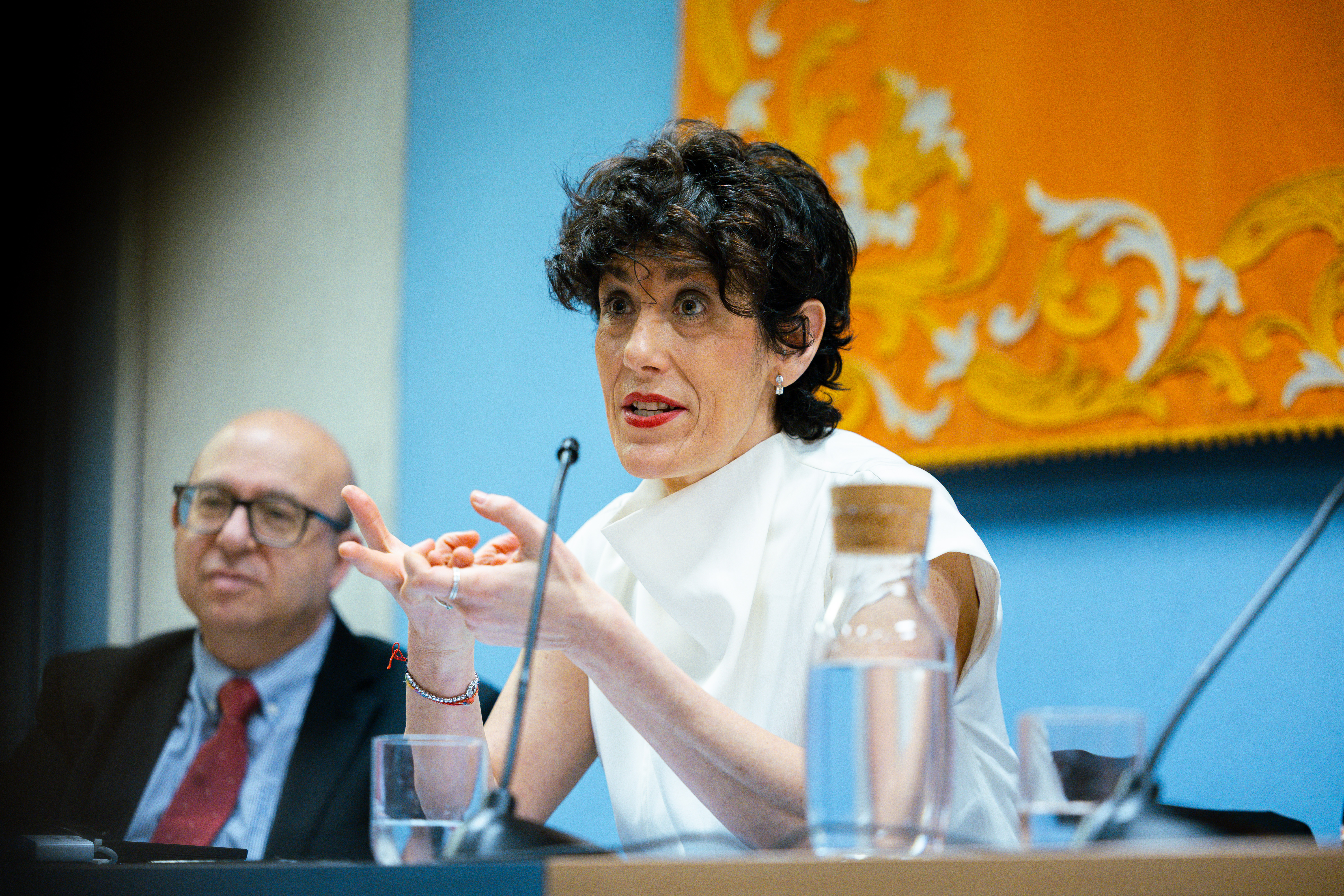 La ministra, Elma Saiz, durante la Conferencia 